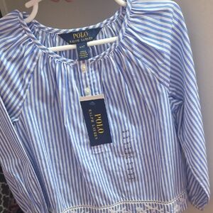 Polo by Ralph Lauren Kids Blue and White Striped Blouse